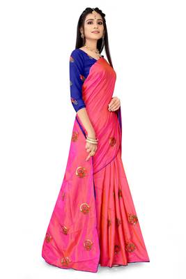 Muga Silk Embroidery Work Saree With Blouse For Women 3