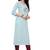 Butterfly Light Blue Hand Embroidered Peter Pan Collar Neck Straight Kurti for Women