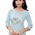 Butterfly Light Blue Hand Embroidered Peter Pan Collar Neck Straight Kurti for Women