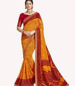 Designer Party Wear Traditional Look Heavy Border Work Bandhej Saree