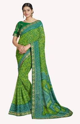 Designer Party Wear Traditional Look Heavy Border Bandhej Saree 1
