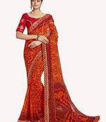  Designer Party Wear Traditional Look Heavy Border Work Bandhej Saree