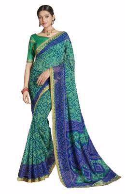 Designer Party Wear Traditional Look Heavy Border Work Bandhej Saree 1