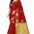 Red printed banarasi cotton saree with blouse