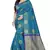 Sky blue printed banarasi cotton saree with blouse