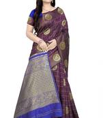 Pink printed banarasi cotton saree with blouse