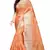 Orange printed banarasi silk saree with blouse