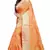 Orange printed banarasi silk saree with blouse