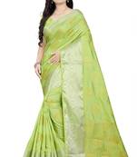 Light green printed banarasi silk saree with blouse