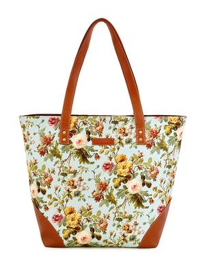 Lychee Bags Canvas Green Floral Printed Womens tote Bags 1