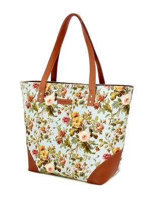 Lychee Bags Canvas Green Floral Printed Womens tote Bags 2