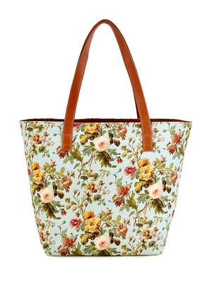 Lychee Bags Canvas Green Floral Printed Womens tote Bags 3