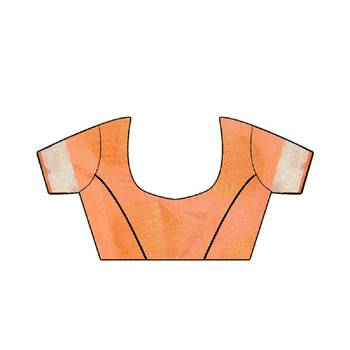 Orange printed Banarasi silk blend saree with blouse 5
