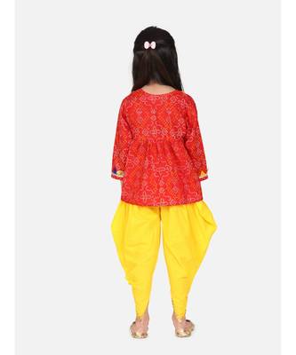 red Block Print Cotton Full Sleeve Front Open Angrakha 4