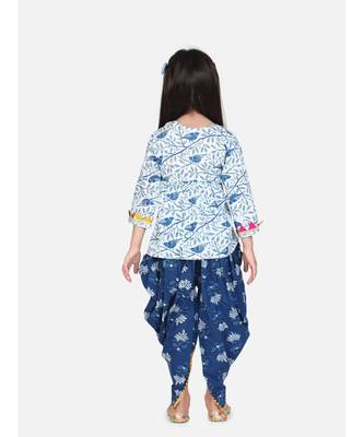 white Block Print Cotton Full Sleeve Front Open Angrakha 2