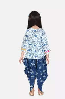 white Block Print Cotton Full Sleeve Front Open Angrakha