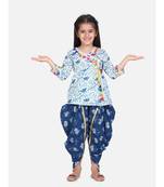 white Block Print Cotton Full Sleeve Front Open Angrakha