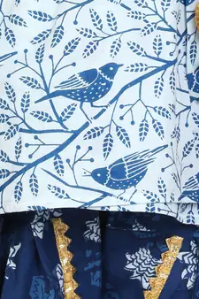 white Block Print Cotton Full Sleeve Front Open Angrakha