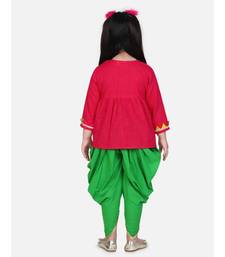 red Block Print Cotton Full Sleeve Front Open Angrakha