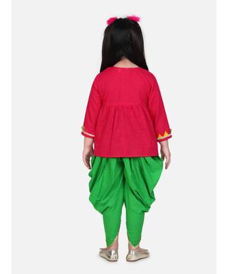 red Block Print Cotton Full Sleeve Front Open Angrakha 2