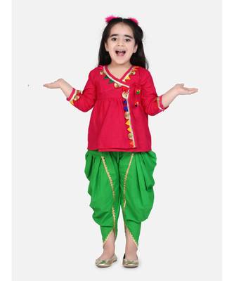 red Block Print Cotton Full Sleeve Front Open Angrakha 1