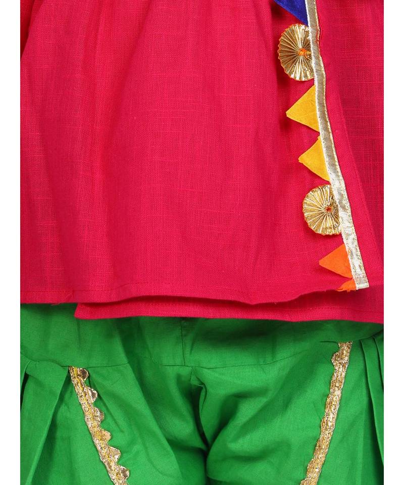 red Block Print Cotton Full Sleeve Front Open Angrakha