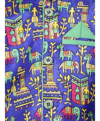 green Kurta Pajama with Village Art Waistcoat 4