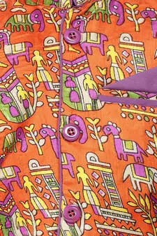 purple Kurta Pajama with Village Art Waistcoat