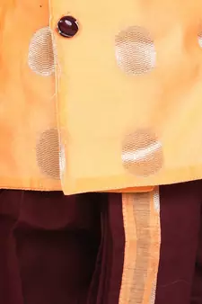 orange Boys Brocade Sherwani Style Dhoti Kurta