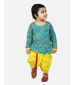 green Jaipuri Front Open Full Sleeve Dhoti Kurta