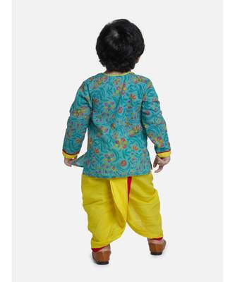 green Jaipuri Front Open Full Sleeve Dhoti Kurta 3