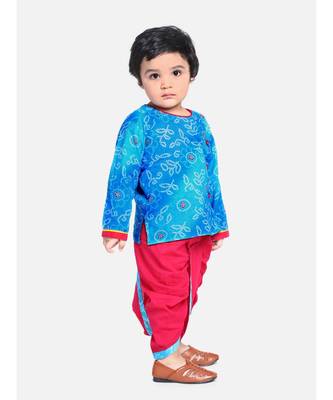 blue Jaipuri Front Open Full Sleeve Dhoti Kurta 1