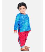blue Jaipuri Front Open Full Sleeve Dhoti Kurta