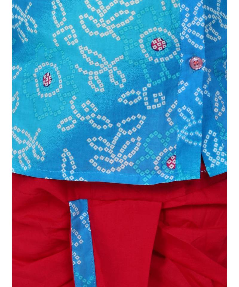 blue Jaipuri Front Open Full Sleeve Dhoti Kurta