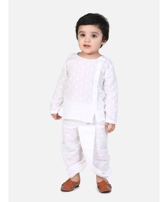 white Jaipuri Front Open Full Sleeve Dhoti Kurta 1
