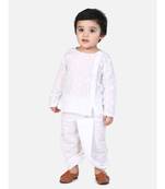 white Jaipuri Front Open Full Sleeve Dhoti Kurta