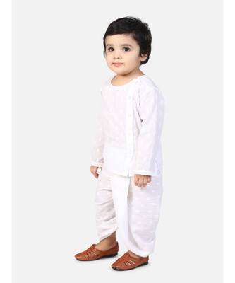 white Jaipuri Front Open Full Sleeve Dhoti Kurta 2