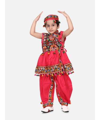 pink Embroidered Sleeveless Kedia Dhoti set 1