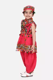 pink Embroidered Sleeveless Kedia Dhoti set