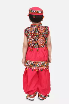 pink Embroidered Sleeveless Kedia Dhoti set
