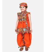 orange Embroidered Sleeveless Kedia Dhoti set