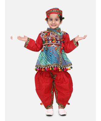 maroon Full Sleeve Leheria Kedia Dhoti Dress For Boys 1