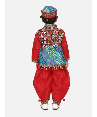 maroon Full Sleeve Leheria Kedia Dhoti Dress For Boys 4