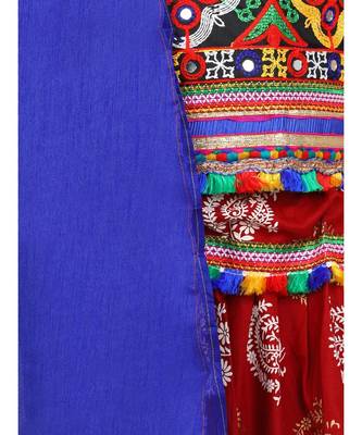 Gold Print Halter Neck Chaniya Choli 2