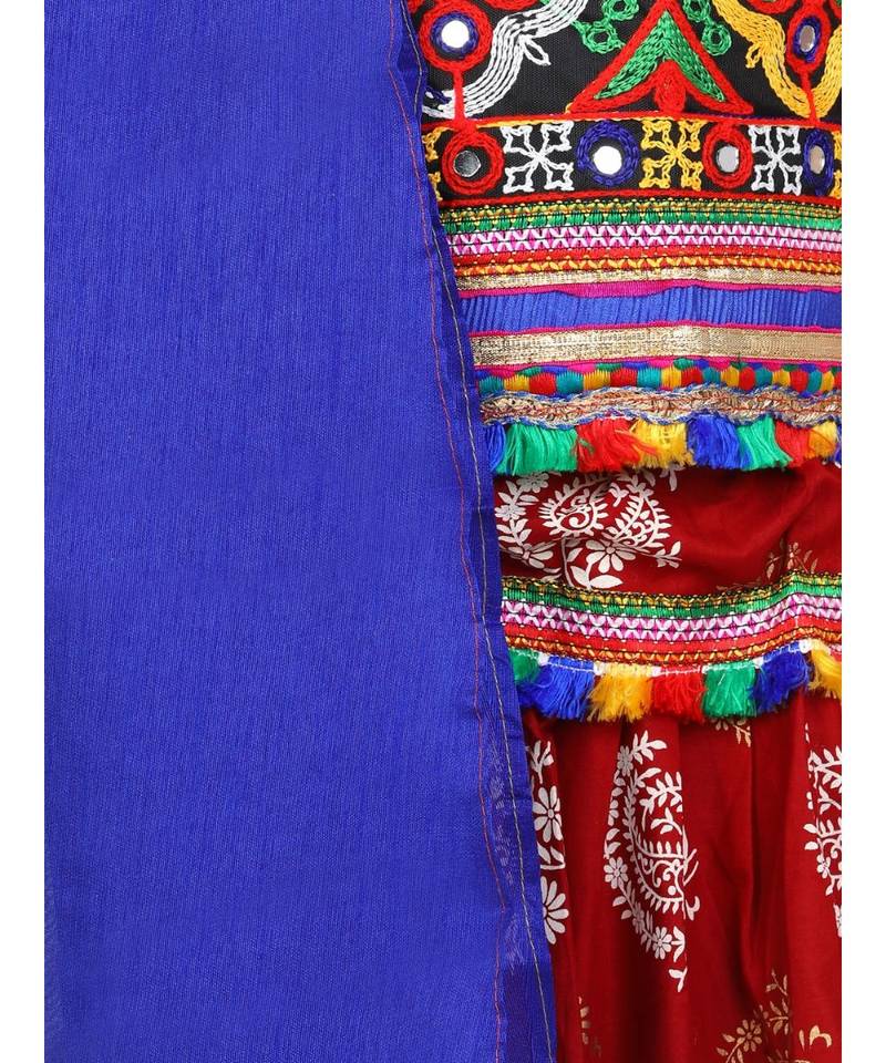 Gold Print Halter Neck Chaniya Choli