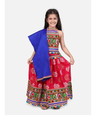Gold Print Halter Neck Chaniya Choli 1