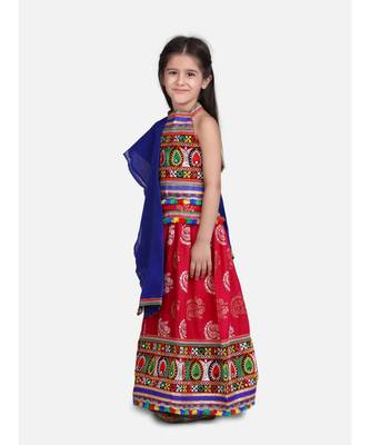 Gold Print Halter Neck Chaniya Choli 3