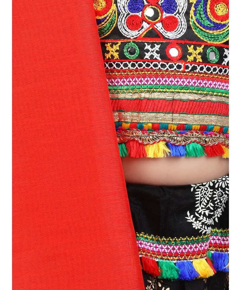 Gold Print Halter Neck Chaniya Choli