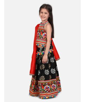 Gold Print Halter Neck Chaniya Choli 3