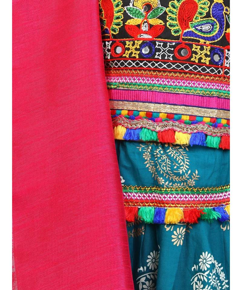 Gold Print Halter Neck Chaniya Choli